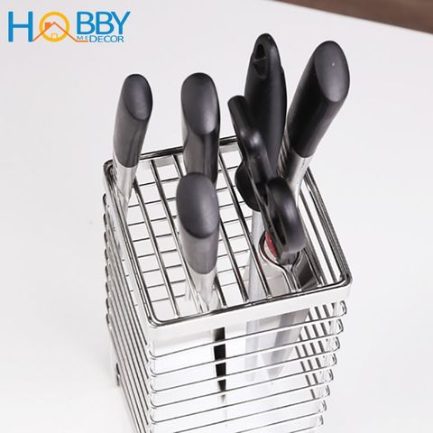 Kệ đựng dao kéo Hobby KDD25 - Đồ gia dụng tiện lợi có khay hứng nước, chất liệu inox không gỉ, nhiều ngăn chứa tiện dụng cho bếp.