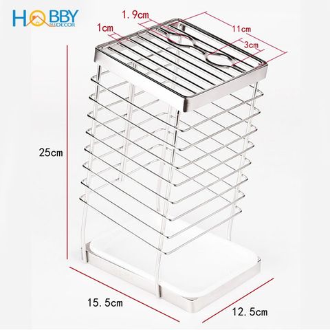 Kệ đựng dao kéo Hobby KDD25 - Đồ gia dụng tiện lợi có khay hứng nước, chất liệu inox không gỉ, nhiều ngăn chứa tiện dụng cho bếp.