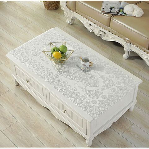 Khăn Trải Bàn Khách Hình Chữ Nhật Chống Thấm Nước - Vải PVC Dày Dặn, Hoa Văn In Nổi 3 Chiều, Kích Thước Đa Dạng