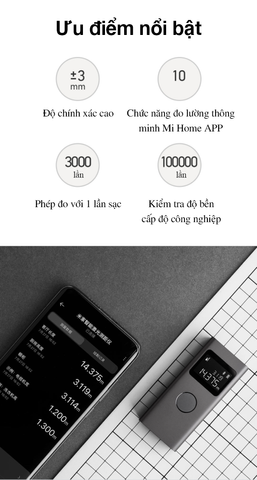 Máy Đo Khoảng Cách Laser Xiaomi Mijia 40m - Thiết Bị Đo Đạc Thông Minh, Chính Xác Cao, Kết Nối App Mihome, Siêu Nhỏ Gọn