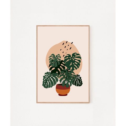 Tranh Treo Tường Họa Tiết Lá Cây Tropical Khung Gỗ Tự Nhiên - Trang Trí Không Gian Sống Tươi Mát và Độc Đáo