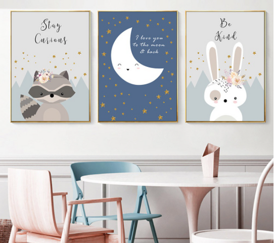 Tranh Treo Tường Trang Trí Phòng Bé - Mẫu Độc Đáo, Xinh Xắn, Chống Thấm Nước, Kiểu Dáng Dễ Thương