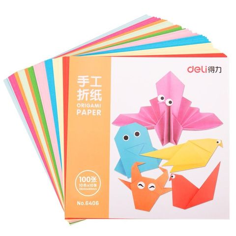 100 tờ giấy cắt thủ công học sinh Deli nhiều màu 6406/6407/74801