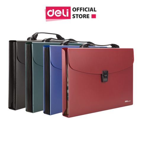 Cặp tài liệu A4 Deli E5557 - 13 ngăn tiện lợi, khóa đóng linh hoạt, bảo quản tài liệu an toàn, màu sắc trẻ trung, chất lượng cao.