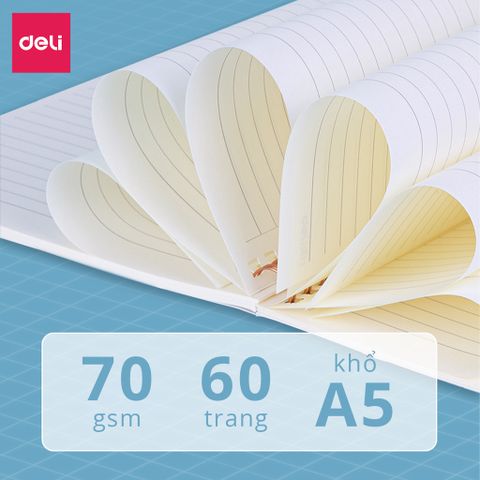Sổ Tay Ghi Chép A5 Gáy Xoắn Deli - Giấy Chống Lóa 60 Trang, Tiện Lợi Cho Văn Phòng & Học Sinh - Mẫu LA560-N12