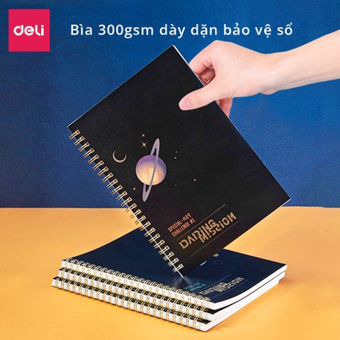 Sổ Tay Ghi Chép A5 Gáy Xoắn Deli - Giấy Chống Lóa 60 Trang, Tiện Lợi Cho Văn Phòng & Học Sinh - Mẫu LA560-N12