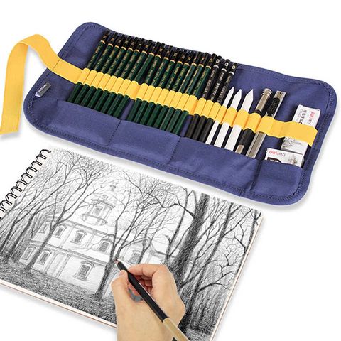 Bộ Dụng Cụ Vẽ Phác Thảo Mỹ Thuật Deli 58125 - 27 Phụ Kiện Chuyên Nghiệp Gọn Nhẹ, Tiện Dụng Cho Nghệ Sĩ
