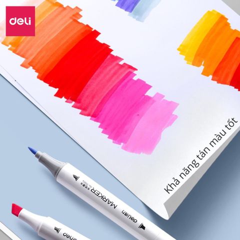 Bút màu marker hai đầu Deli 70804 - Sắc màu tươi sáng cho nghệ thuật ấn tượng, phù hợp cho cả newbie và chuyên gia