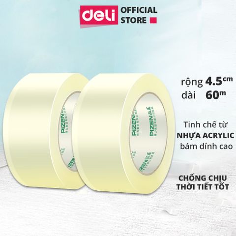 Băng Dính Deli Chống Thấm Siêu Mỏng 45mm x 60m - Băng Keo Đóng Gói Độ Dính Cao Chuyên Dụng Văn Phòng Phẩm