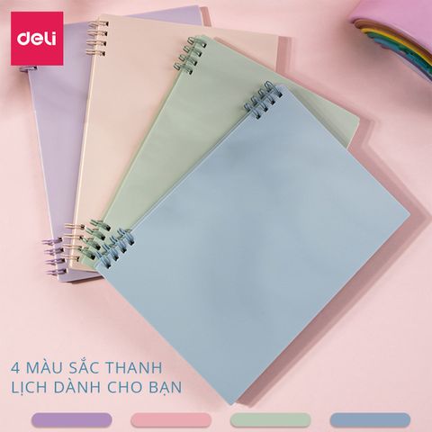 Sổ Tay Ghi Chép Deli A5 B5 Pastel 24202/24203 - Sổ Gáy Xoắn Chất Lượng, Phù Hợp Cho Tất Cả Mọi Đối Tượng