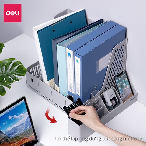 Set Giá Tài Liệu 4 Ngăn Kèm Hộp Bút Deli 78981 - Đựng Tài Liệu Cao Cấp, Nhựa PP Bền Chắc, Thiết Kế Đa Năng, Siêu Bền