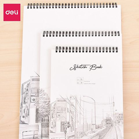 Sổ Phác Thảo Lò Xo Kép Deli 100gsm 40 Trang A4/B5 - Ghi Chép, Vẽ Mỹ Thuật, Phác Thảo Sáng Tạo