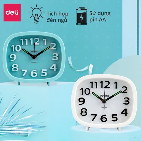 Đồng Hồ Báo Thức Dạ Quang Deli 8800 - Thiết Kế Nhỏ Gọn, Không Ồn, Tiện Dụng Cho Ngày Mới!