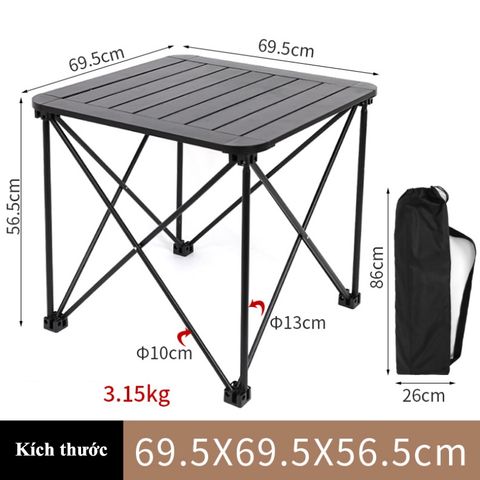 Bàn Nhôm Vuông Gấp Gọn Dã Ngoại DikeCloud - Đồ Dùng Cắm Trại Chắc Chắn, Kháng Gỉ, Thiết Kế Di Động Tiện Lợi