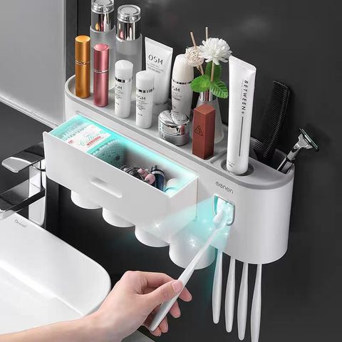 Bộ Nhả Kem Đánh Răng Tự Động Dán Tường Oenon - Kệ Để Đồ Tiện Lợi, Giúp Tối Ưu Hóa Không Gian Nhà Tắm