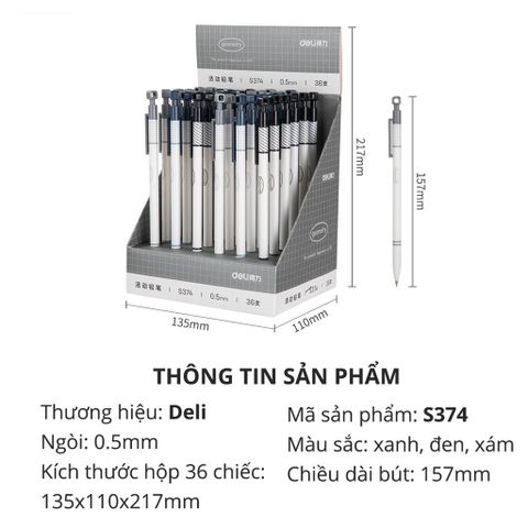 Bút Chì Kim 0.5mm Deli S374 - Bút Vẽ Kim Loại Tiện Dụng, Chống Gỉ, Thoải Mái Khi Cầm Cho Học Sinh và Văn Phòng