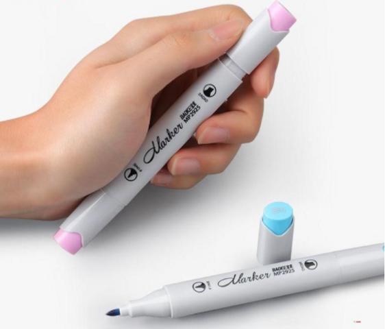 Bút Lông Màu Hai Đầu Marker Baoke MP2925 - Bút Vẽ Tô Màu An Toàn, Thiết Kế Đẹp Cho Nghệ Sĩ Và Học Sinh, Bộ 12-24 Màu Sắc Tươi Sáng