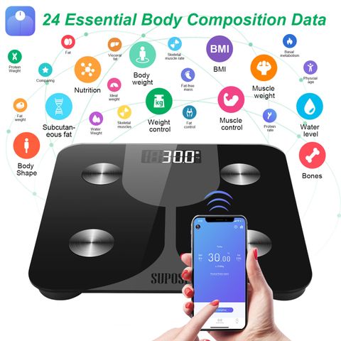 Cân Sức Khỏe Điện Tử Thông Minh Suposi - Cung Cấp 24 Chỉ Số Thiết Yếu, Kết Nối Bluetooth, Thiết Kế Sang Trọng, Chống Trơn Trượt
