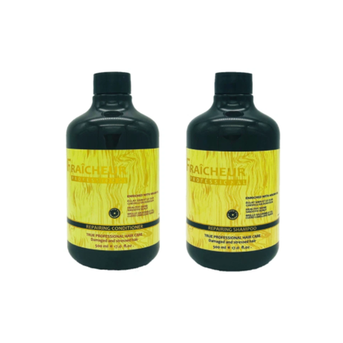 Cặp Dầu Gội Xả Phục Hồi Fraicheur Repairing 500ml - Giải Pháp Chăm Sóc Tóc Hư Tổn, Ngăn Gãy Rụng Với Tinh Dầu Argan và Jojoba