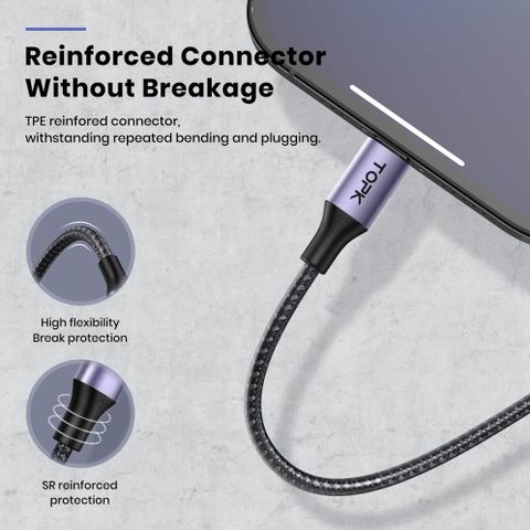 Cáp Sạc Nhanh TOPK AN10 Kim Loại Micro USB Type C - Sạc Nhanh 20W, Truyền Dữ Liệu 1Gb Trong 30s, Dây Bền Bỉ 30.000 Lần Uốn