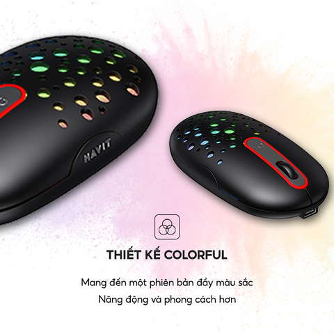 Chuột Không Dây Havit MS64GT - Thiết Kế Ergonomic, 3 Chế Độ DPI, Màu Sắc Năng Động, Phạm Vi 10m, Phù Hợp Cho Game Thủ và Làm Việc Tại Nhà