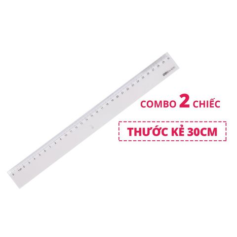 Combo 2 Thước Kẻ 30cm Deli Trong Suốt E6230 - Chất Liệu PS Bền Chống Trầy, Đo Lường Chính Xác, Tiện Dụng Cho Học Tập và Làm Việc