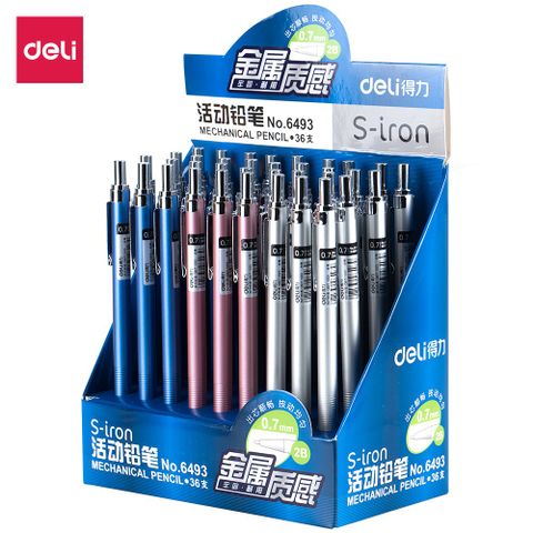 Combo 3 Bút Chì Kim 0.7mm Deli Thân Kim Loại Có Đầu Tẩy E6493 - Bút Viết Đẹp, Bền, Dùng Cho Học Sinh và Văn Phòng