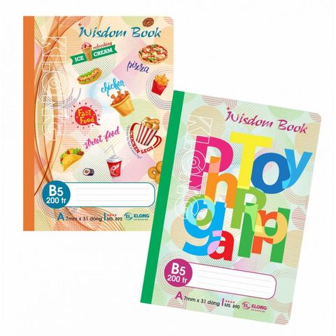 Combo 5 Cuốn Vở Kẻ Ngang Klong 200 Trang B5 Wisdom Book MS 890 - Giấy Mịn, Dòng Kẻ Rõ Nét, Giúp Bảo Vệ Thị Lực
