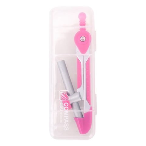 Compa Học Sinh Deli E8615 Kèm Ngòi Chì Bền Bỉ - Thiết Kế Tiện Lợi, Đầu Nhọn Có Nắp Bảo Vệ, Hồng/Xanh