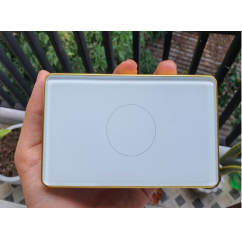 Công Tắc Cảm Ứng Viền Vàng Zigbee Mặt Kính Phẳng Hình Chữ Nhật - Điều Khiển Thông Minh Qua Smartphone, Tương Thích Google Home/Alexa