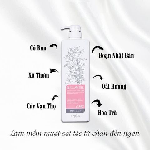 Dầu Gội Xả Napla Relaveil CMC - Combo Phục Hồi Tóc Từ Thiên Nhiên, Dưỡng Ẩm Mượt Mà, Không Gây Kích Ứng Da, 280ml