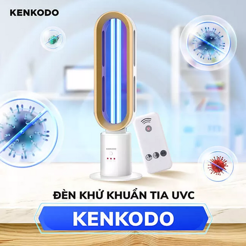 Đèn diệt khuẩn UV-C Kenkodo KK-19 - Khử trùng hiệu quả 99,9%, công nghệ Ozone, điều khiển từ xa, 3 chế độ thời gian khử khuẩn.