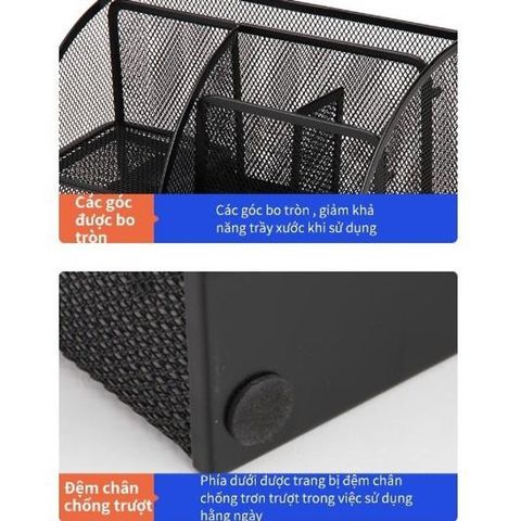 Giá Sắt Đựng Tài Liệu Văn Phòng Để Bàn Deli 9200 - Ngăn Chứa 7 Khay Đen Cao Cấp, Thiết Kế Gọn Gàng, Tiện Lợi