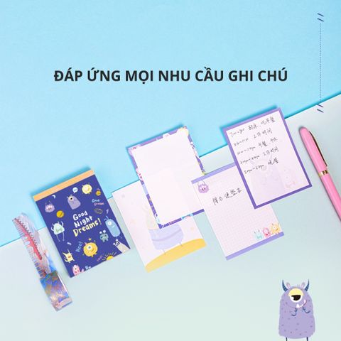Giấy Note Ghi Chú Hoạt Hình Deli x Little Hungry Devil 21720 - Thiết Kế Dễ Thương, Chống Nước, Tiện Dụng Cho Mọi Nhu Cầu