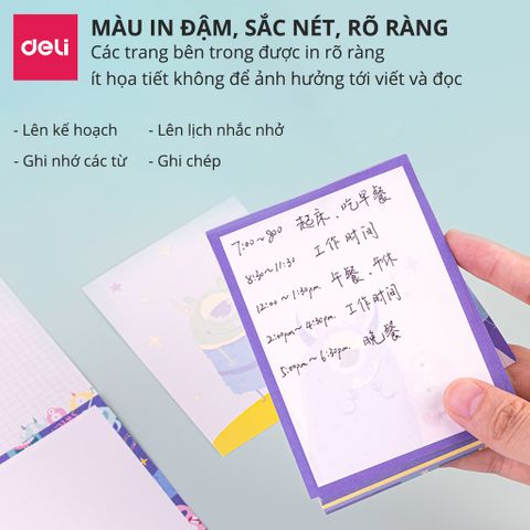 Giấy Note Ghi Chú Hoạt Hình Deli x Little Hungry Devil 21720 - Thiết Kế Dễ Thương, Chống Nước, Tiện Dụng Cho Mọi Nhu Cầu