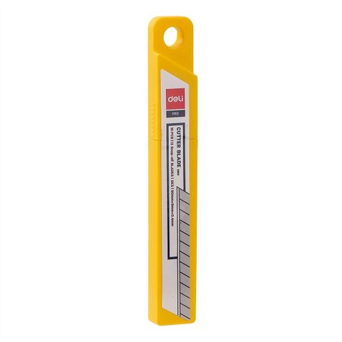 Hộp 10 lưỡi dao rọc giấy Deli E2012 cỡ nhỏ - Lưỡi thép sắc bén, nhọn, tiện lợi cho văn phòng, học tập, đồ dùng hàng ngày