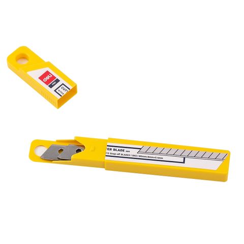 Hộp 10 lưỡi dao rọc giấy Deli E2012 cỡ nhỏ - Lưỡi thép sắc bén, nhọn, tiện lợi cho văn phòng, học tập, đồ dùng hàng ngày