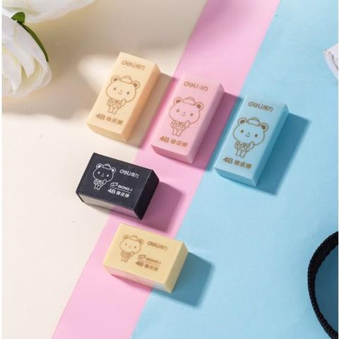 Hộp 21 Chiếc Tẩy 4B Nhiều Màu Deli 33012 - Tẩy Xóa Sạch Sẽ, Ít Vụn, Hình Chữ Nhật Dễ Thương Cho Học Sinh