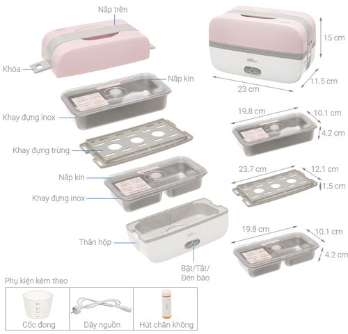Hộp cơm điện tự nấu đa năng Bear DFH-B10J2 - Giữ nhiệt, dễ mang theo, chất liệu Inox 304, dung tích 1000ml, tiện lợi cho bữa ăn mọi lúc.
