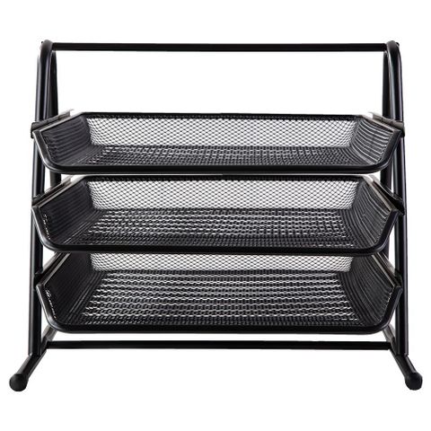Khay đựng tài liệu 3 tầng Deli E9181 - Chất liệu thép lưới bền đẹp, thiết kế thông thoáng, dễ dàng lắp ráp, tiện lợi cho văn phòng phẩm.