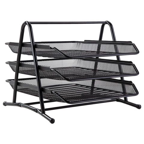Khay đựng tài liệu 3 tầng Deli E9181 - Chất liệu thép lưới bền đẹp, thiết kế thông thoáng, dễ dàng lắp ráp, tiện lợi cho văn phòng phẩm.