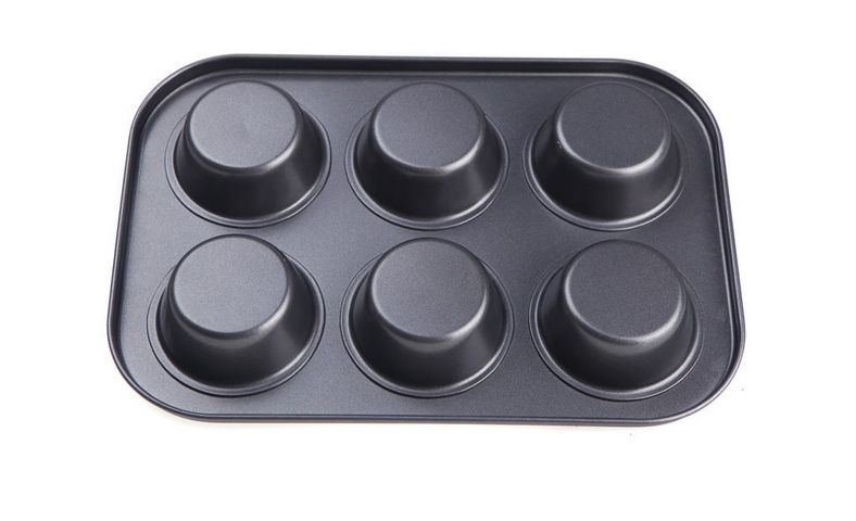 Khay Nướng Cupcake Chống Dính 6 Ô 26.5x18.5cm - Dụng Cụ Làm Bánh Không Dính Chất Liệu Thép Carbon Cao Cấp