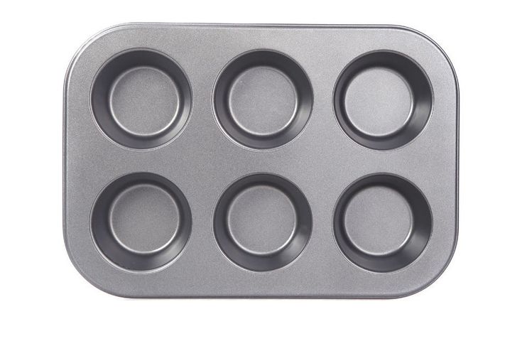 Khay Nướng Cupcake Chống Dính 6 Ô 26.5x18.5cm - Dụng Cụ Làm Bánh Không Dính Chất Liệu Thép Carbon Cao Cấp