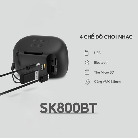 Loa Bluetooth Mini Havit SK800BT - Công Suất 4W, Pin 800mAh, Thời Gian Phát Nhạc 6 Giờ, Kết Nối Đa Năng, Thiết Kế Nhỏ Gọn