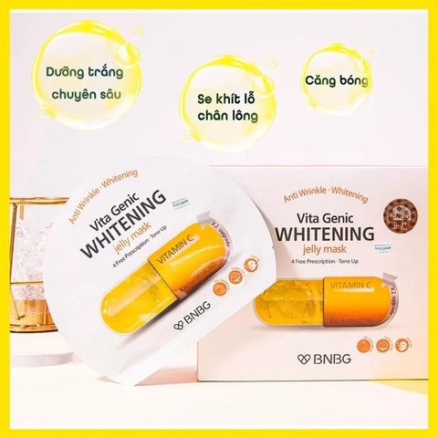Mặt nạ BNBG Vitamin C Vita Genic Whitening Jelly Mask - Hỗ trợ sáng da và chống oxy hóa, dưỡng trắng tự nhiên, 10 miếng