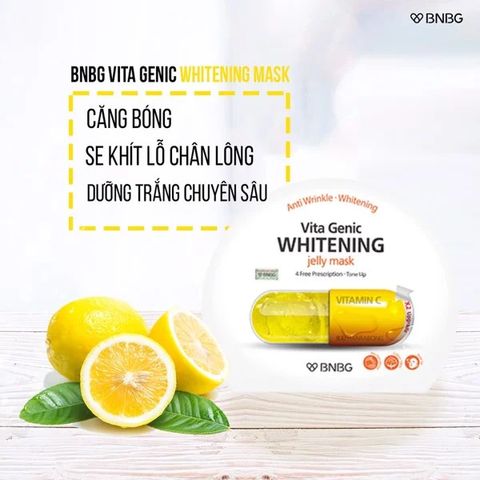 Mặt nạ BNBG Vitamin C Vita Genic Whitening Jelly Mask - Hỗ trợ sáng da và chống oxy hóa, dưỡng trắng tự nhiên, 10 miếng