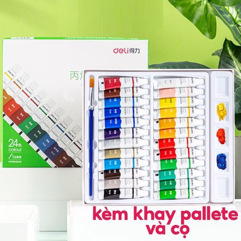 Bộ màu nước acrylic tuýp 5ml Deli 12/18/24 màu 73913/73914/73915 - Màu sắc tươi sáng, không độc hại, phù hợp cho vẽ tranh và nghệ thuật