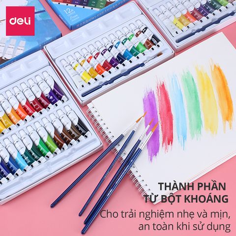 Màu Nước Dạng Tuýp 5ml Deli 73859/73860/73861 - Bộ Màu Tươi Sáng Dành Cho Người Mới Bắt Đầu Và Nghệ Sĩ Chuyên Nghiệp