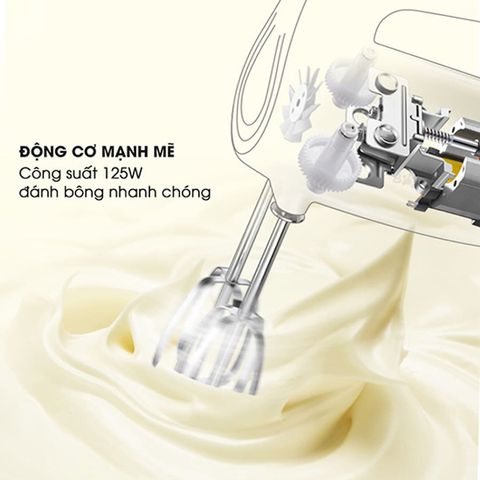 Máy Đánh Trứng Cầm Tay Bear DDQ-B02P5 125W - Tích Hợp 5 Tốc Độ, Thiết Kế Nhỏ Gọn, Phù Hợp Đánh Bột Và Làm Bánh