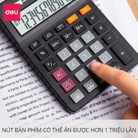 Máy Tính Cầm Tay Deli EM01320 - Màn Hình LCD Bền Bỉ, Pin Mặt Trời, Tính Toán Nhanh Chóng, Chính Xác, Phù Hợp Cho Học Sinh Văn Phòng